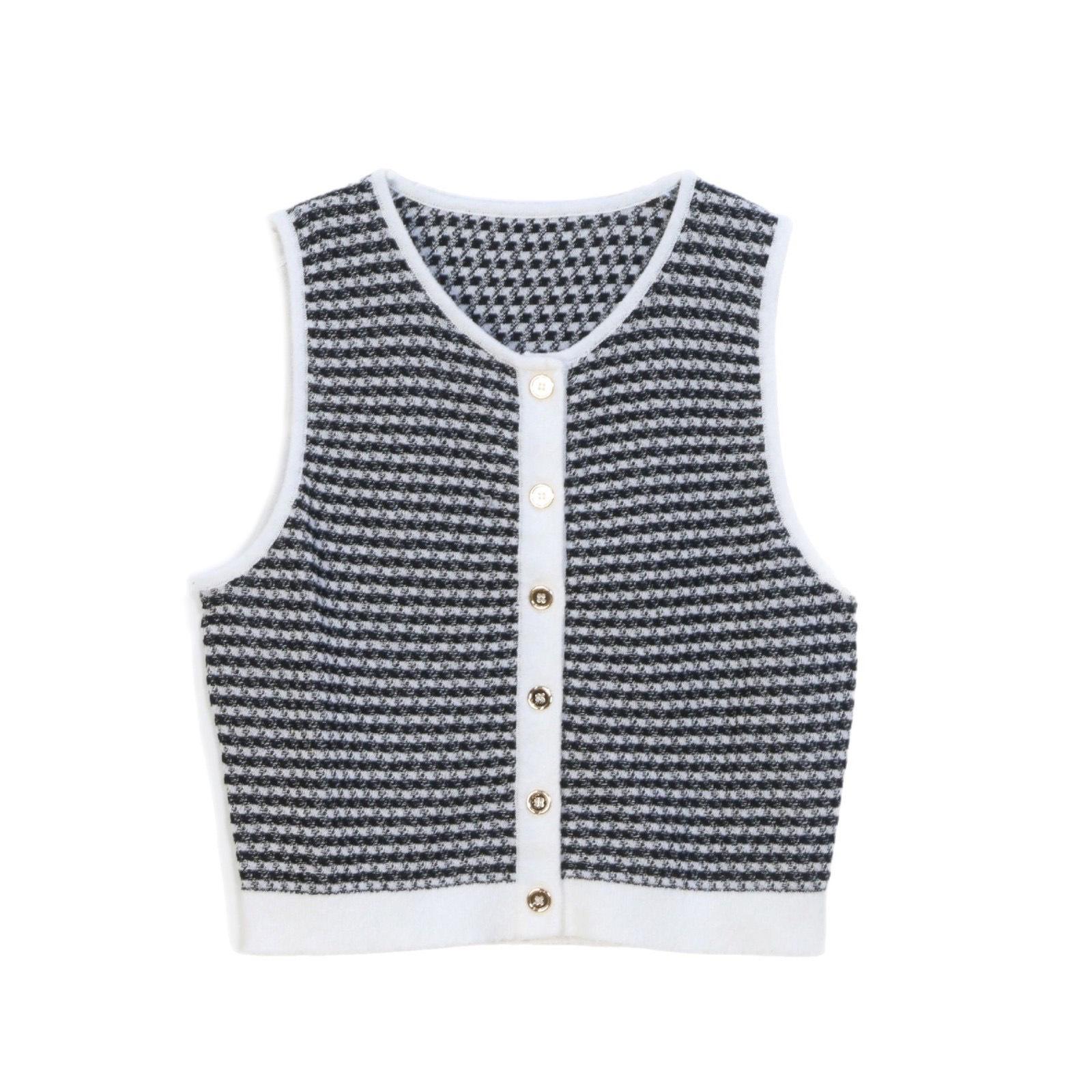 

Retro Striped Sleeveless Knit Vest for Women - Spring/Summer 2025 Collection S