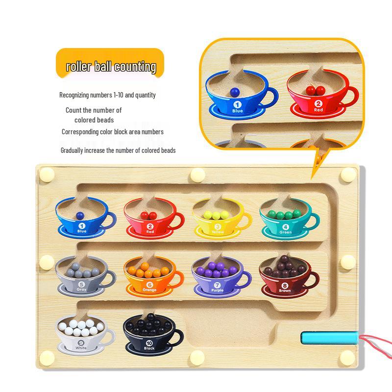 Magnetic Number Maze: Wooden Toy for Preschool Pen Control and Logical Thinking