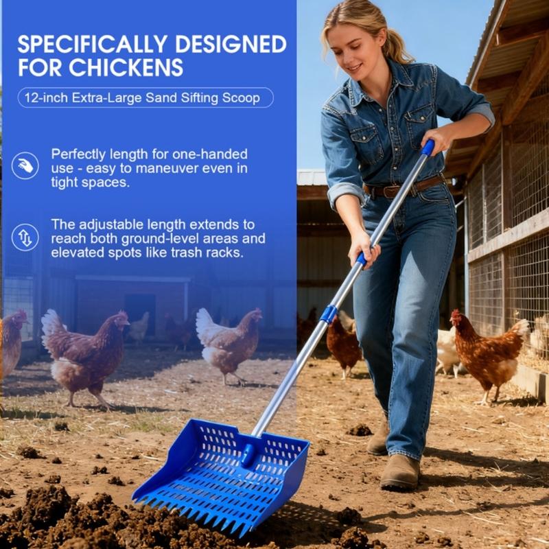 Adjustable Chicken Manures Scoops Rakes Poultry Poop Scooper for Durability in Poultry Farm Cleaning Task Multiuse Cleaner