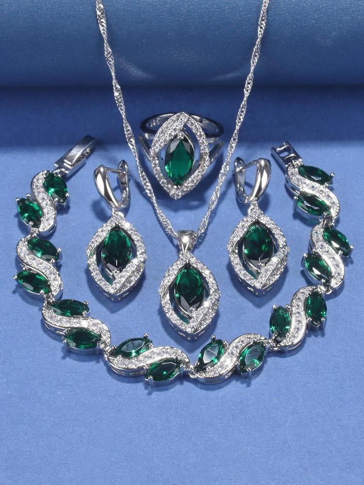 Matrimonio a Dubai Accessorio Gioielleria Raffinata Bracciale e Anello con Granato Rosso di Qualità Set di Orecchini e Collana da Donna