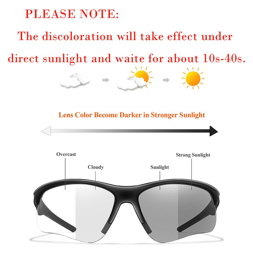 Fashion Photochromic Fishing Sunglasses Men Women Outdoor Mtb Bicycle Cycling Runnging Eyewear Sports Bike Windproof Goggles