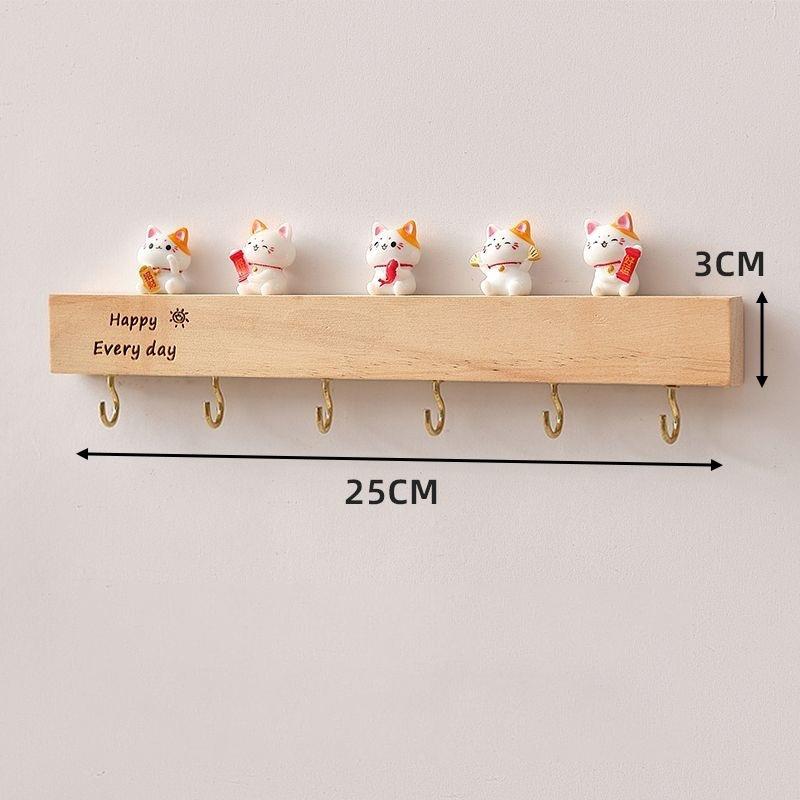 Key Storage Rack Entrance Wall-Mounted Solid Wood Non-Punching Entry Wall Key Hook Door Creative Decorative Rack