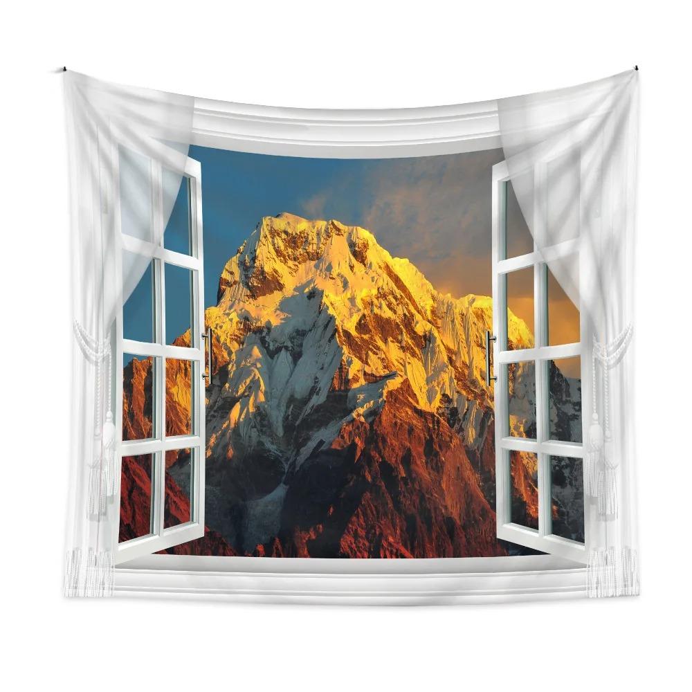Home Wall Decoration Tapestry Outside The Window Natural Scenery Background Hanging Cloth Bedroom Living Room Tapestry