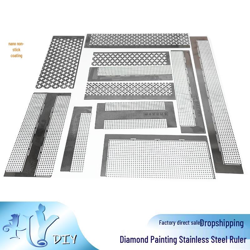 Stainless Steel Anti-Stick Diamond Painting Grid & Dotting Ruler Tool