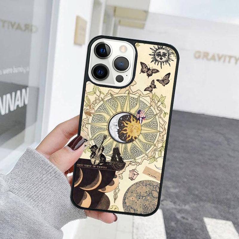 Black Frosted Hand Holding Sun Moon Face Phone Case For iPhone 17 Air 15 16 Cover 11 13 14 Pro Max 12 Plus Max XR