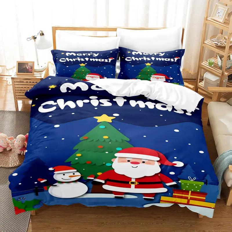 Christmas Bedding Set Duvet Cover Polyester Comforter Cover Pillow Case 3D Queen King Double Full Twin Single 3PCS 2PCS Bedroom