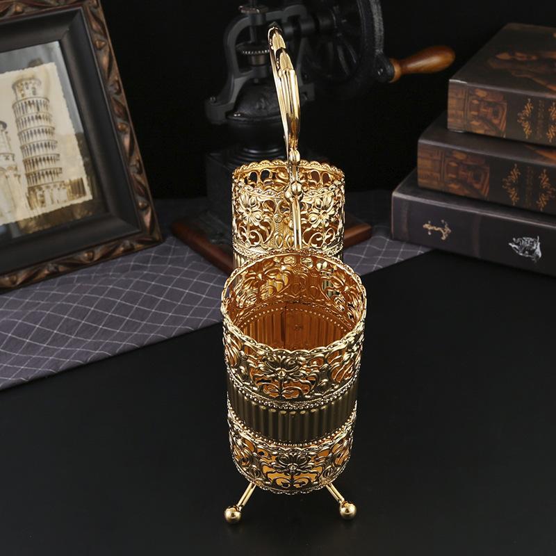 European light luxury wrought iron hollow chopstick rack household wall-mounted drain chopstick basket kitchen tableware storage chopstick cage