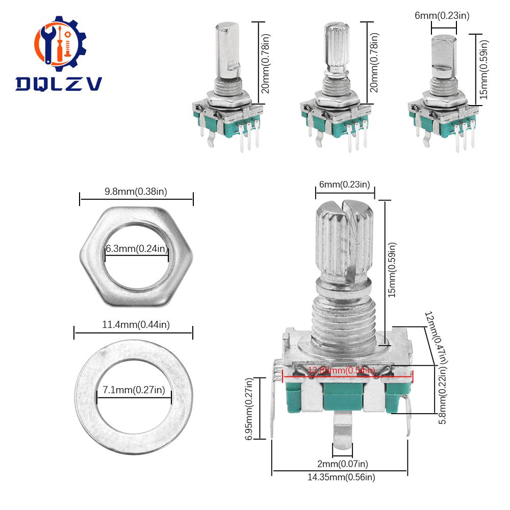 360 Degree Rotary Encoder EC11 With Push Button 5Pin 20 Positions 20 Pulse Code Switch Handle 15/20MM Digital Potentiometer