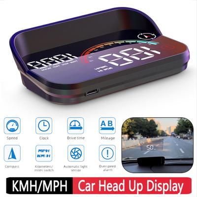 Digitale GPS-snelheidsmeter, overtoerentalalarm, head-up display, snelheid, toerental, MPH, HUD, GPS-snelheidsmeterprojector met kilometerteller, LCD-scherm