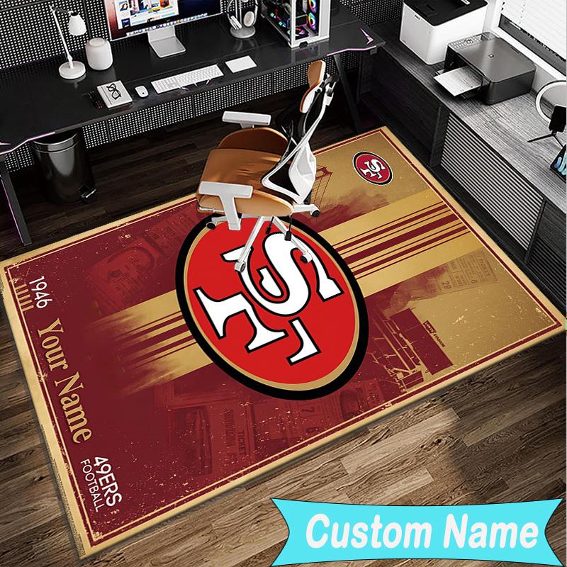 Benutzerdefinierter Teppich San Francisco Football Bereichsteppich Geeignet für Innen und Außen, Teppiche für Häuser, Büros, Wohnzimmer, Heimdekoration, Weihnachtsgeschenk