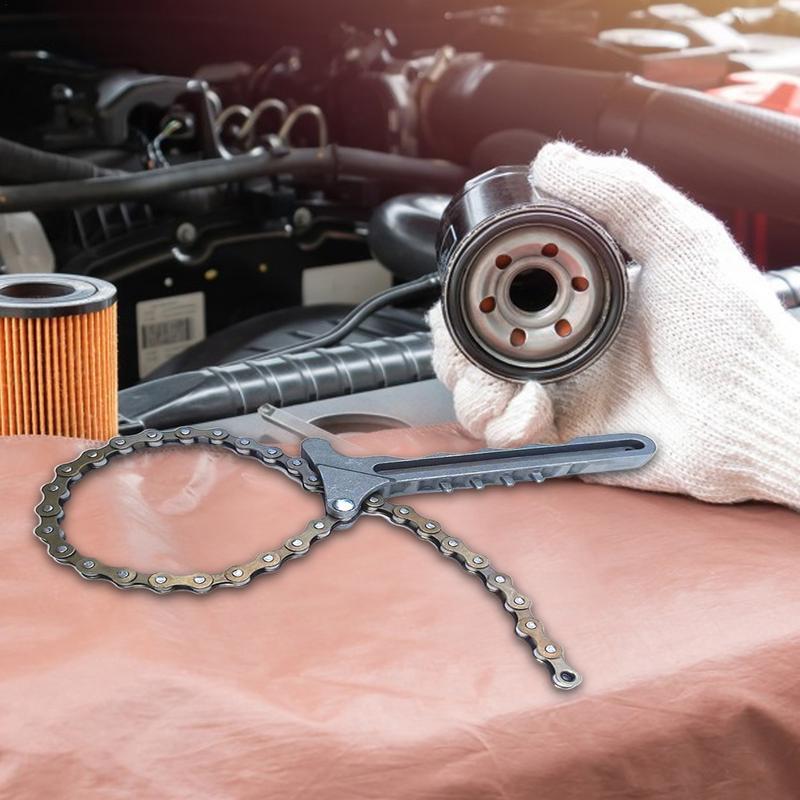 Oil Filter Chain Removal Tool Carbon Steel Chain Wrench For Pipe Fittings Adjustable Efficient Oil Filter Removal Car Repairing