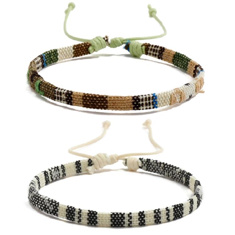 Pack of 12 Cotton Linen Bracelets Versatile Woven Bracelets Accessory Braided Chain for Daily Wear Dates Parties