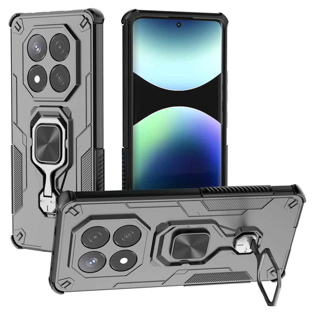 For Xiaomi Redmi Note 14 Pro 5G Case Rotatable Ring Kickstand PC+TPU Shockproof Phone Cover