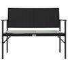VidaXL Banc de jardin à 2 places avec coussin noir résine tressée, siège de jardin, banc de parc, banc de porche, banc 364119