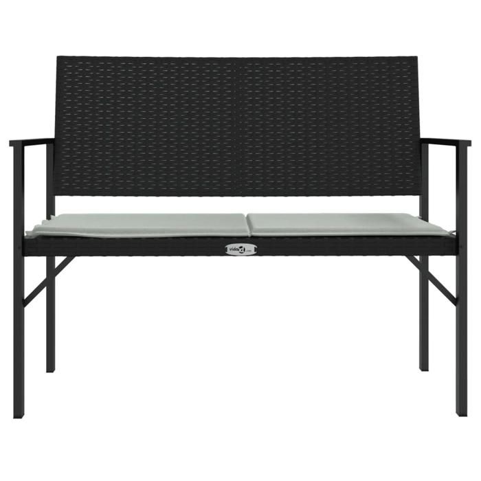VidaXL Banc de jardin à 2 places avec coussin noir résine tressée, siège de jardin, banc de parc, banc de porche, banc 364119