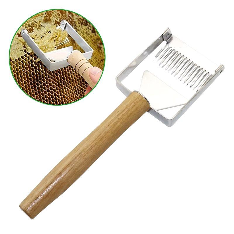 Wooden Handle Uncapping Honey Fork Apiculture Beekeeper Tool Bee Hive Opening Scraping Knife