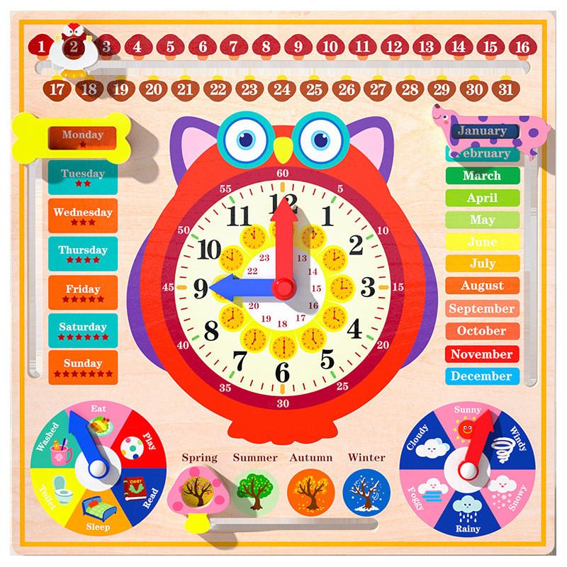 Childrens Calendar Wooden And Clock Learning Puzzle Toy For Education Preschool