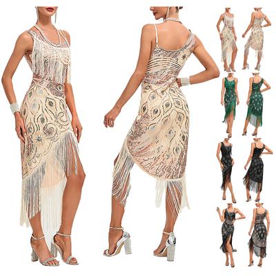 Women's Party Sexy Dress Fashion Solid Color Sequin Fringe Dress