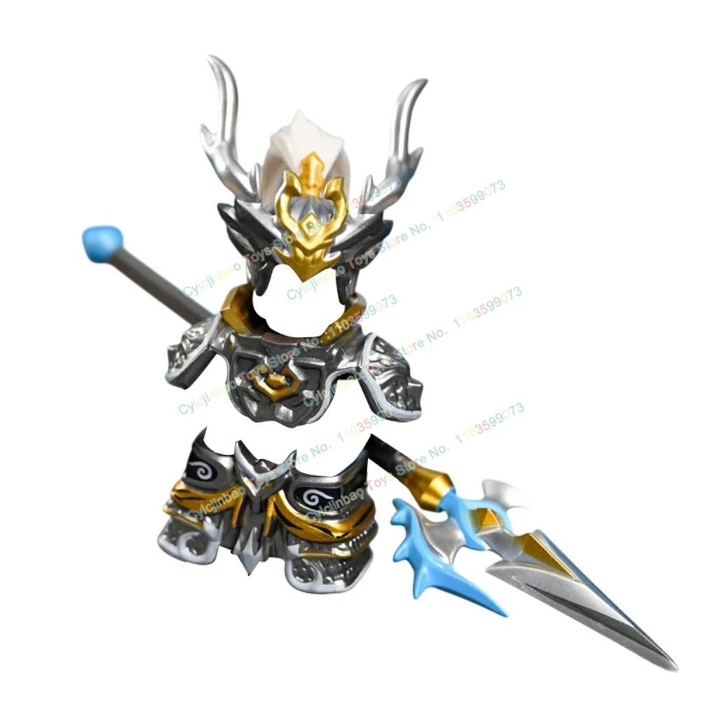 Chinese Ancient Time Action Figures Late Qin Early Han Han Xin General Silver Armor Dragon Spear Building Blocks Accessories Toy