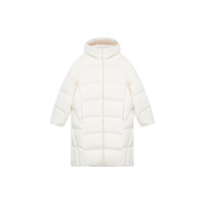 Li Ning Sports Lifestyle Series Solid Color Zipper Hooded Loose Long Duck Down Jacket Women Outerwear AYMS404-1