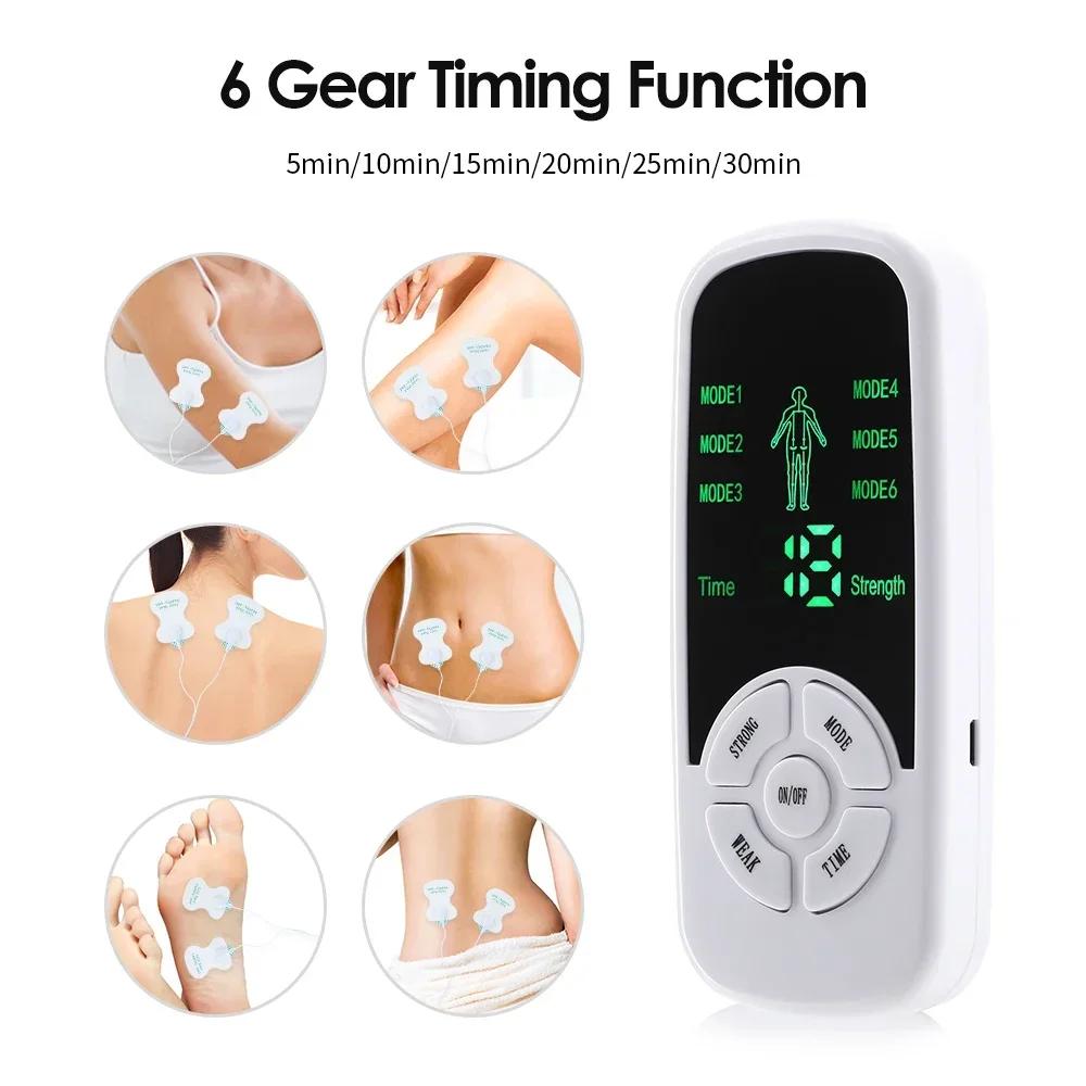 6 Modes Tens Electric Stimulation Massager Muscle EMS Full Body Relax Muscle Therapy Pain Relief Pulse Massager Healthy Care