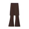 Spicy Girl Autumn 2023 Merlot Knit Slit Culottes: Women's Slimming Fake Two-Piece Elastic Micro Flare Pants
