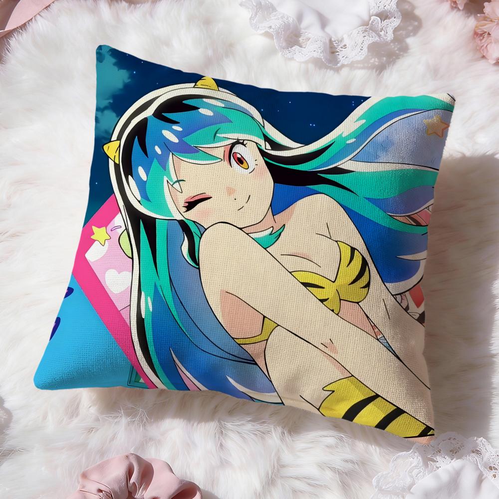 Cuscino Carino Anime U-Urusei Yatsura Copricuscino Comfort Premium Reversibile Copricuscino - Design Due in Uno per Qualsiasi Stanza e Interno Auto