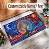 Tree of Life Theme Soft Crystal Velvet Rug Custom Name & Text Print Non Slip Floor Rug for Bedroom Living Room