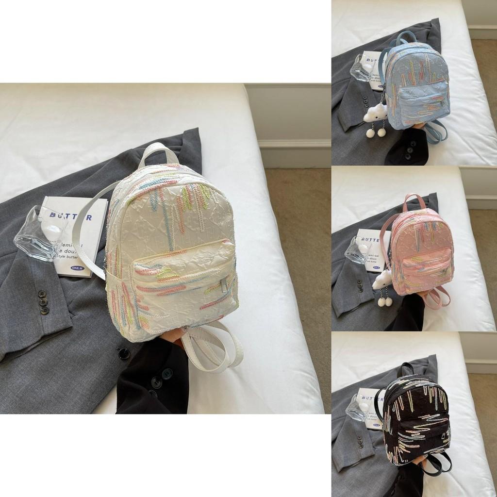 Stylish Lightweight Canvas Backpack For Girls Trendy College Students In Black Blue Pink Beige