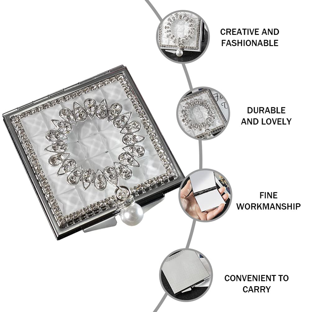 BESTOYARD Portable Makeup Compact Portable Makeup Mini Pocket Folding Travel Makeup White Mirror, Mirror, Mirror, Mirror, Mirror, Pouch, Gift,