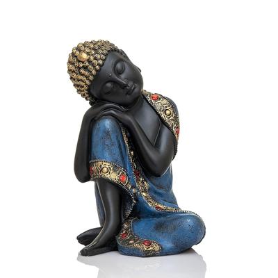 Polystone Ev Dekor Dekorasyon Buda Idol Heykeli Gösteriş Hediye Hediye Hediye Öğesi-BLU_BLK-DB5-(13)