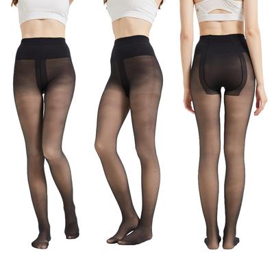 Tights for Slimming Free Size 130G Black [AsaHana] Women's Fleece-Lined Winter, Sheer, Compression, Stocking-Style, Warm, Stretchy, Effect, One-Piece