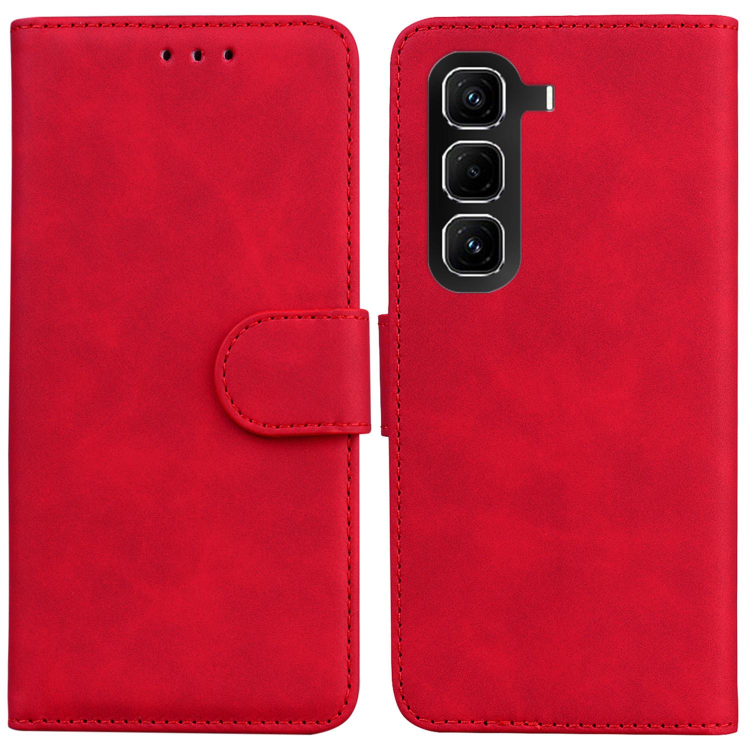 

For Infinix Hot 50 Pro+ 4G Case Solid Color Leather Wallet Phone Cover Red