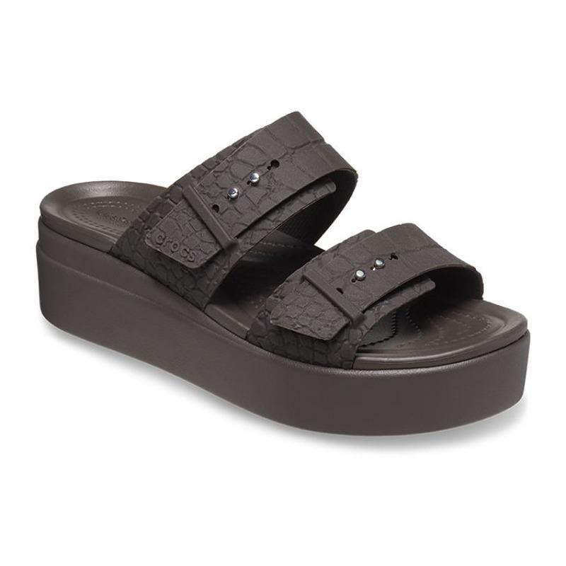 Crocs Brooklyn Low Heel Sports Sandals Women Dark Coffee 208667-206