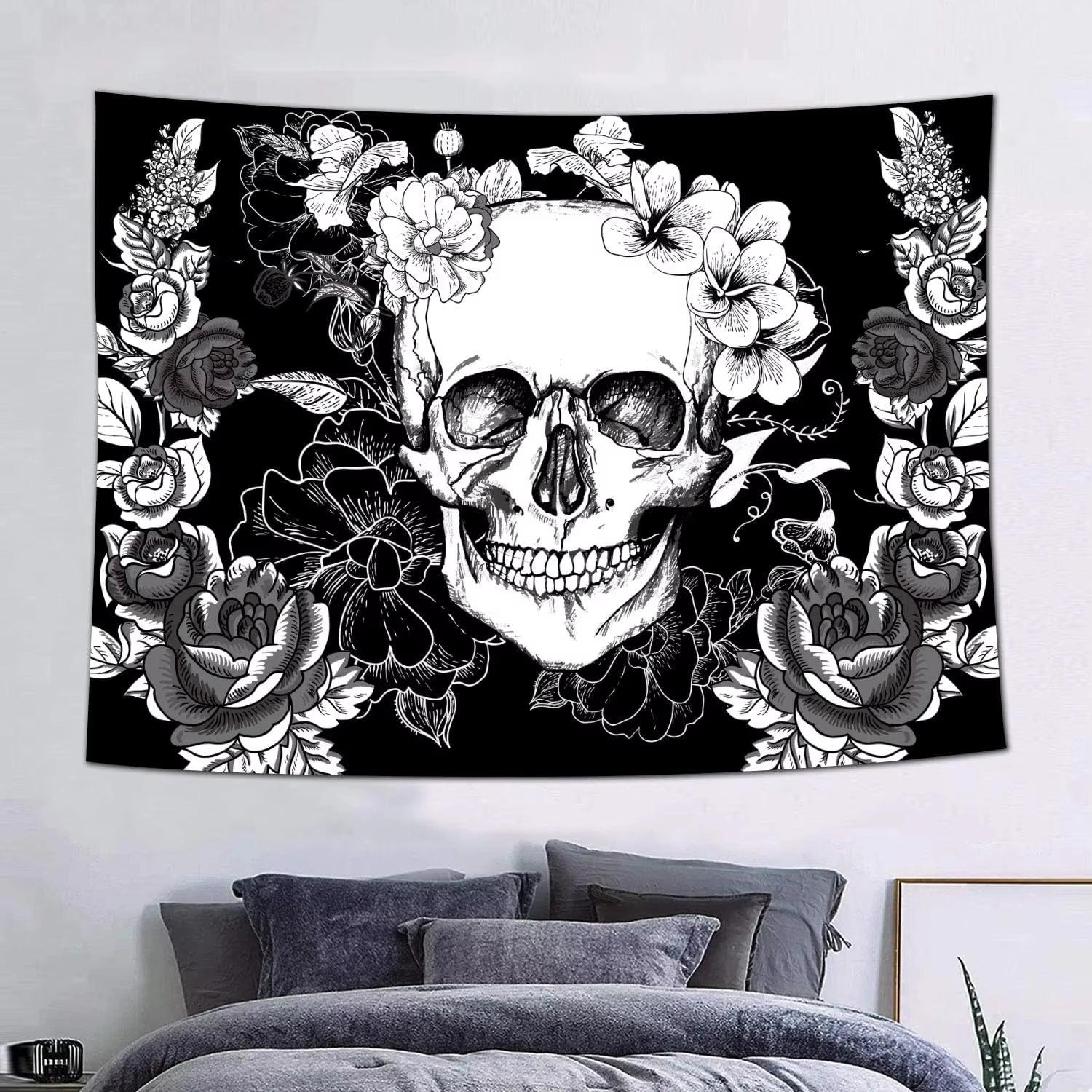 

Gothic Skull Design Polyester Tapestry MultiUse Wall Hanging for Home And Dorm Decor Creative Gift Present 74x94cm(29x37in)
