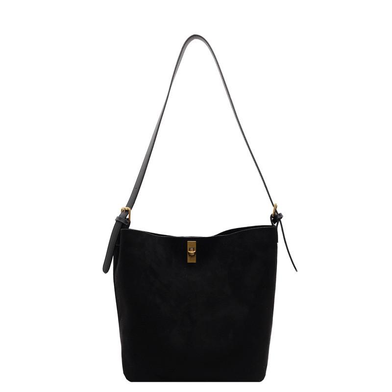 IELGY Ladies One-Shoulder Bucket Bag Autumn Winter Suede Large Capacity Tote Bag