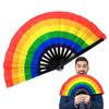 Rainbow Fan Rainbow Rave Hand Fan Rainbow Hand Held Folding Fan Chinese and Japanese Handheld Fan Dancing Fan Fold Hand Fan