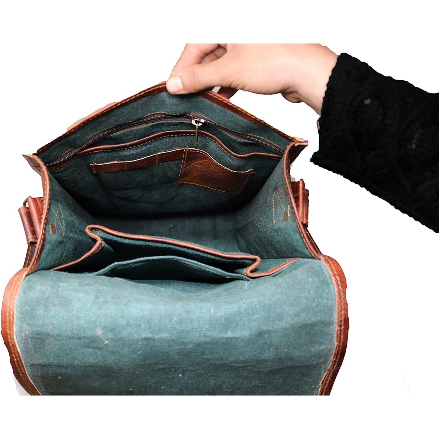 Sac Messager/cartable En Cuir Véritable Fait Main Pour Ordinateur 15-18" - Style Rétro, Brun