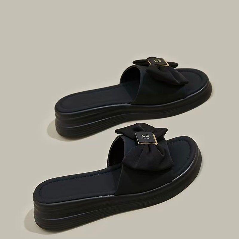 

2024 новые модные тапочки высокого класса на подошве-бублике, офисные туфли, сандалии на платформе, женская одежда, босоножки на танкетке, женские 40 чёрный