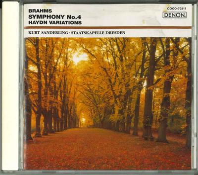CD DRESDEN STAATSKAPELLE BRAHMS SAND  Brahms Symphony No. 4 COCO70311  2000 Japan Classical Used