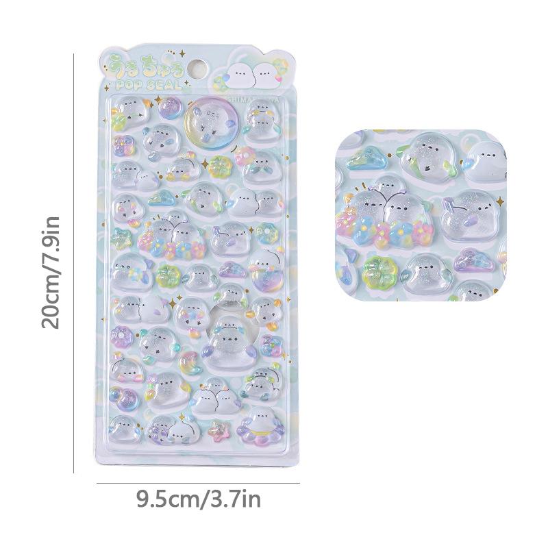 3D Cute Jelly Stickers Cartoon Animal Relief Sticker Scrapbook DIY 3D Stickers Car Refrigerator Phone Case Stickers