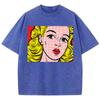 Blonde Girl Printing Women Washed Shrot Clothes Casual Fashion Tshirts Street Breathable Comfy Tee Tops Cool T Shirts