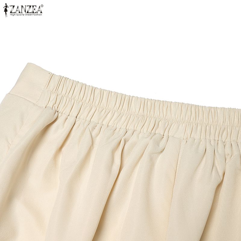ZANZEA Damen Kurzarm Bluse und Hose Sommer Zweiteiler Anzugsets
