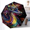 1pc Colorful Dragon Print Automatic Opening Folding Umbrella with 8-Bone Iron Frame - Portable Design for Outdoor Use, Festive Gift, Travel, Dail