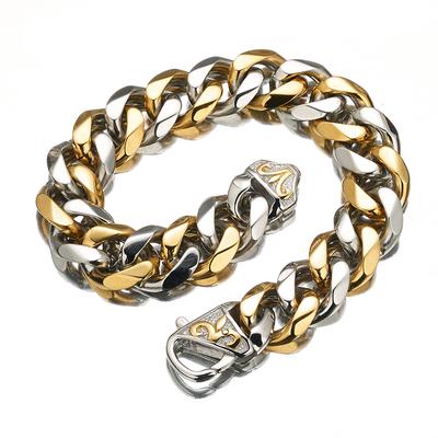 15mm Fashion Men Bracelet Cuban Links & Chains Stainless Steel Bracelet for Bangle Male Accessory
