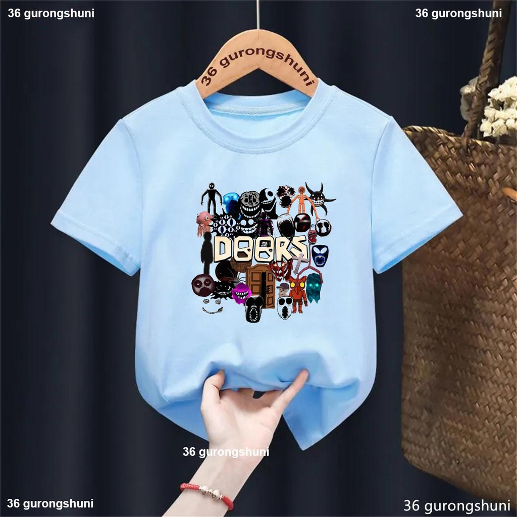 Summer Casual All The Entities New Doors Game Update Kids T-Shirt Cartoon Print Boys Tshirt Boys/Girls Clothes Shirt Tops