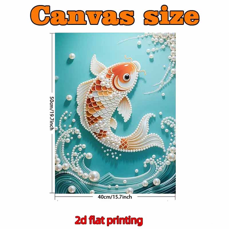Pearl Golden Carp DIY Diamond Art Kits 15.7x19.6inch Gem Art Diamond Painting Kits Without Frame for Adults Gift Idea Home Wall Decor