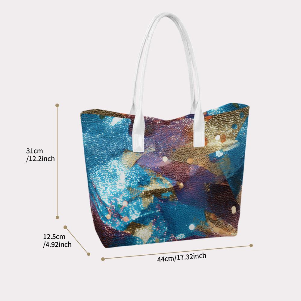 Shiny Abstract Colorful Casual Tote Bag Fashion Versatile Daily Use Shoulder Bag for Ladies