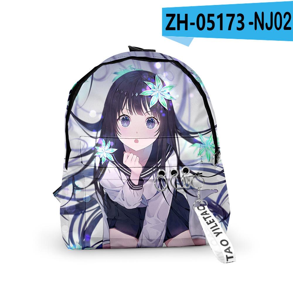Classic Popular Funny Hyouka Backpacks Boys/Girls Pupil School Bags 3D Print Keychains Oxford Waterproof Cute Small Backpacks