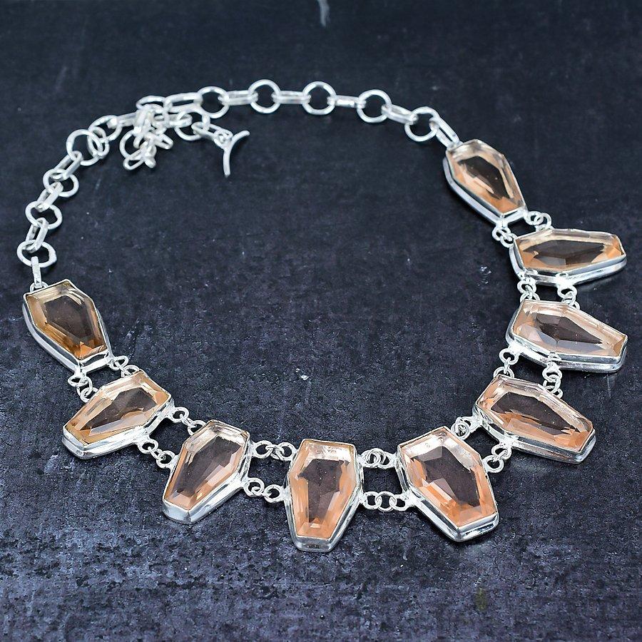 Morganite Gemstone 925 Sterling Silver Jewelry Necklace 18"